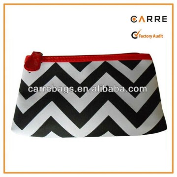 custom fashion flat microfiber chevron cosmetics bag