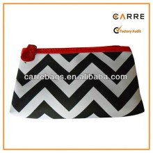 custom fashion flat microfiber chevron cosmetics bag
