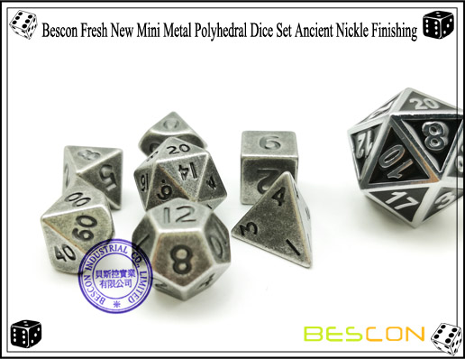 Bescon Fresh New Mini Metal Polyhedral Dice Set Ancient Nickle Finishing-5