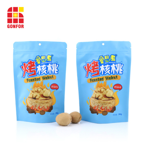 Plastic Stand Up Pouch Zipper Bag With logo for Walnut Food Packaging