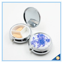 Fancy Metal Materials Pill Box Round Shape Pill Storage Box