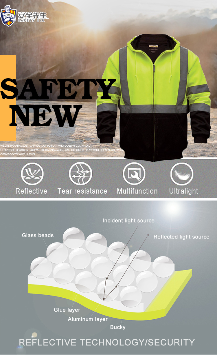 High visibility reflective winter warm safety jacket