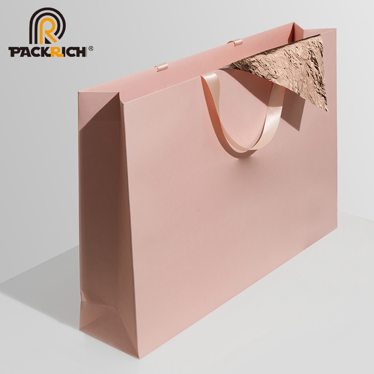 Custom Logo Print wedding pink Paper Bag Design Sample Factory