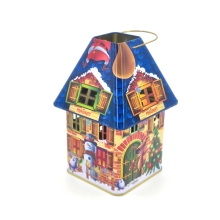 Christmas House-Shaped Metal Tin Box - 113x113x67mm