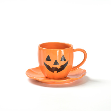 Halloween Kürbis Cappuccino Kaffee Keramik -Espresso -Tasse