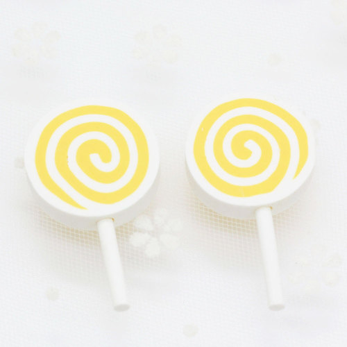 Wholesale Novel Design 45mm Length Beautiful Colors Soft Polymer Clay Charms Swirl Lollipop Candy for Craft DIY Dec