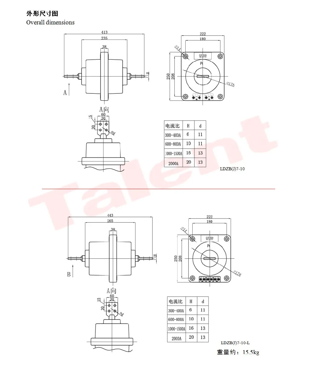 Ldzb (J) 7-10 Indoor 1500A 0.2s 40va Current Transformer