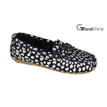 Women′s Moccasin Casual Driving Shoes Slip on Footwear Printed Cowsuede