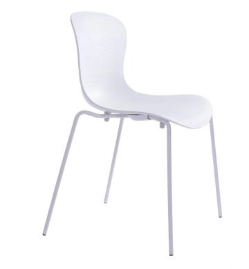 Modern plastic dining side chair with metal base