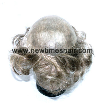 Thin skin base injected knot human hair system toupee