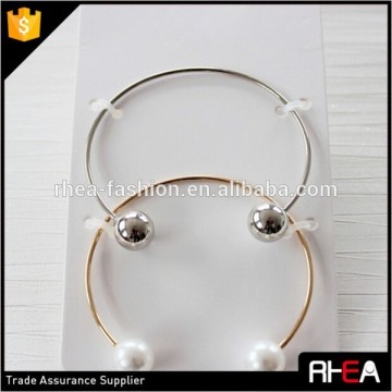 Two Bangle Per Set Selling,Fashion Cuff Pearl Bangle,Gold And Silver Cuff Bangle Set