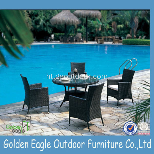 Wholesale Patio Wicker Mèb Leisure manje Set