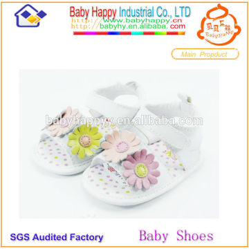 2014 White girl flower soft sole leather crochet baby sandals