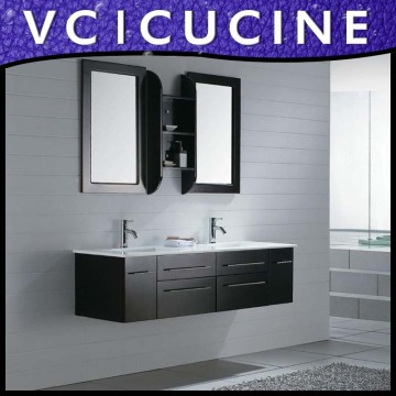 Modern wood grain bathroom joinery vanity