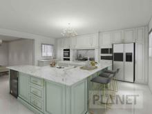 New Design Green Color Kitchen Cabinets With Island