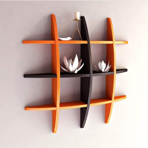 Globe Shape Floating Wall Shelf Orange Black