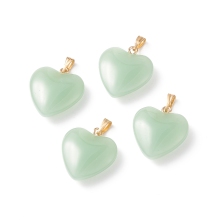Pandahall Light Green Spray Painted Glass Heart Pendants