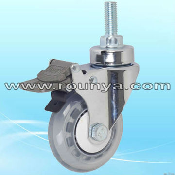 Transparent PU Threaded Brake Medical Casters