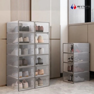 Durable Transparent Foldable Shoe Box Storage System