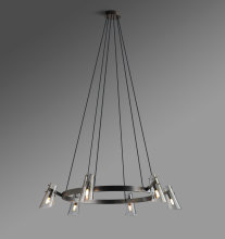 Jonathan Browning Brass Modern Glass Valette Circular Chandelier for Living Room