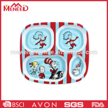 Plastic plate with divider,cartoon children plate