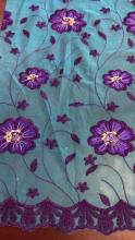 Blue Flowers Mesh Embroider Fabric