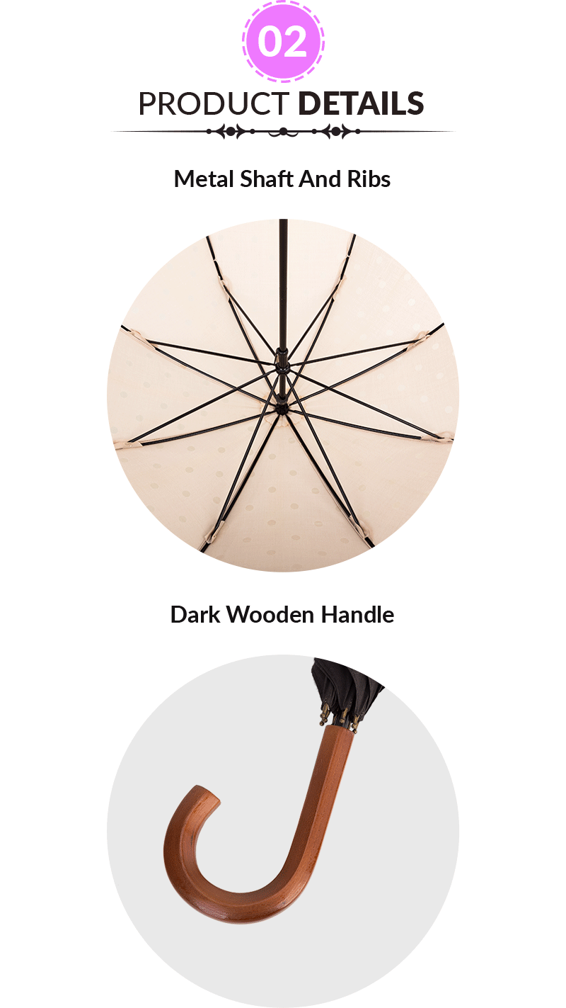 women's umbrella wooden handle