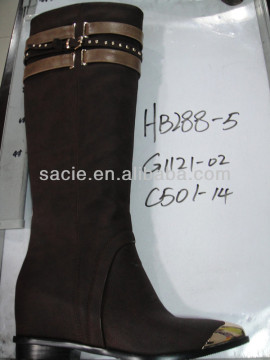 Ladies Women Height Increasing Elevator Winter Boots Loop Deco Gold Toe Cap