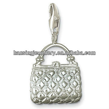 High fashion simple silver lady handbag pendant