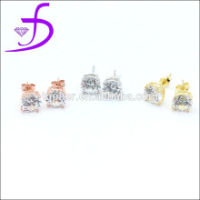 Italian silver jewelry stud earring 8mm CZ wear earrings