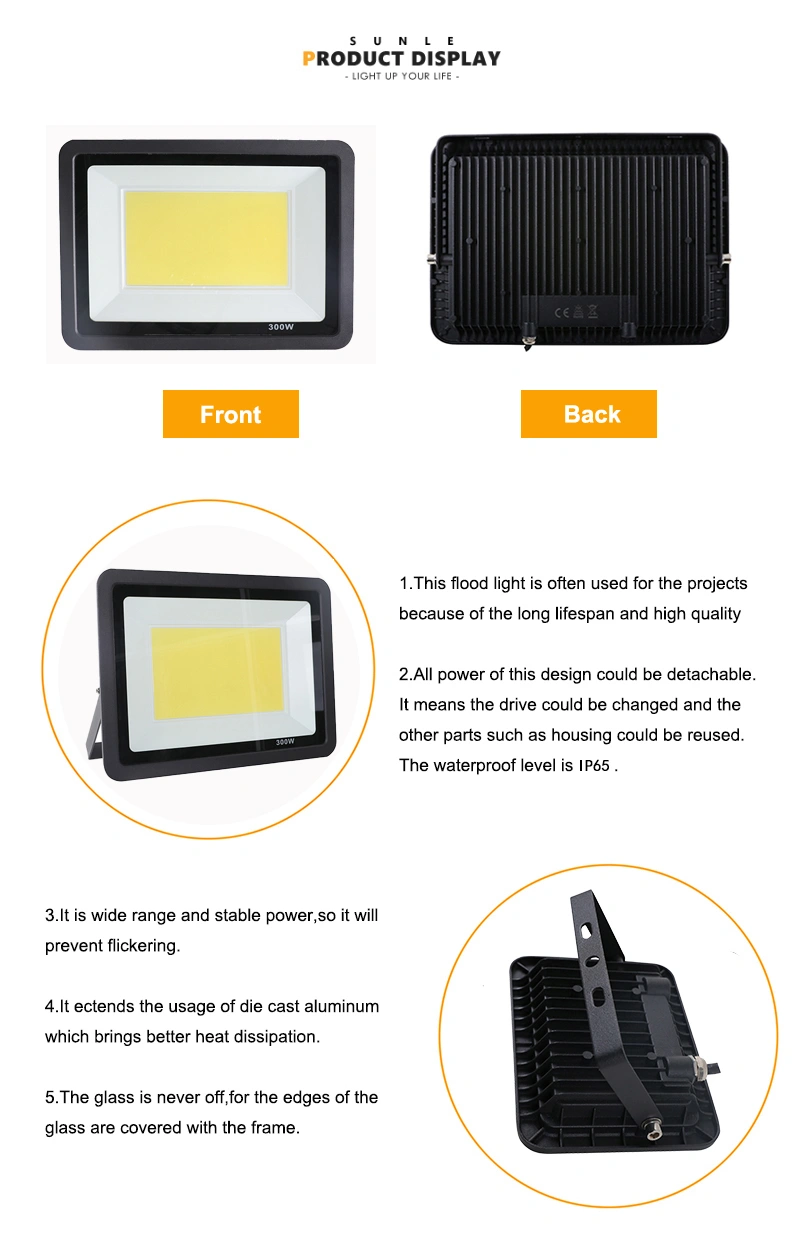 High Power COB Waterproof LED Flood Light 300W with 3 Years Warranty