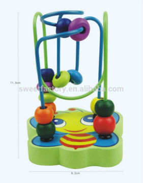 Cartoon butterfly Wooden Stringing beads toy,Wooden cartoon beads for kids