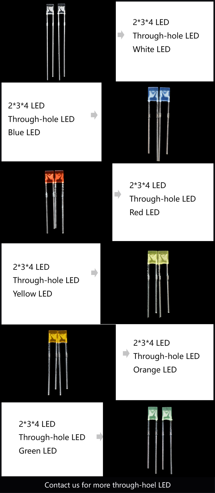 rectangle through-hole LED