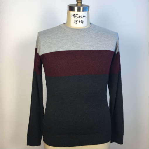 Men's Long Sleeve Striped 100%Poly Sweater