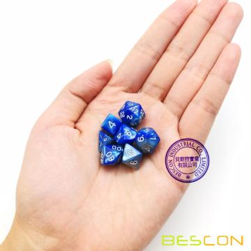 Bescon Mini Gemini Two Tone polyedrischen RPG Würfel Set 10MM, kleine Mini RPG Rollenspiel Würfel Set D4-D20 in Tube, Steelblue