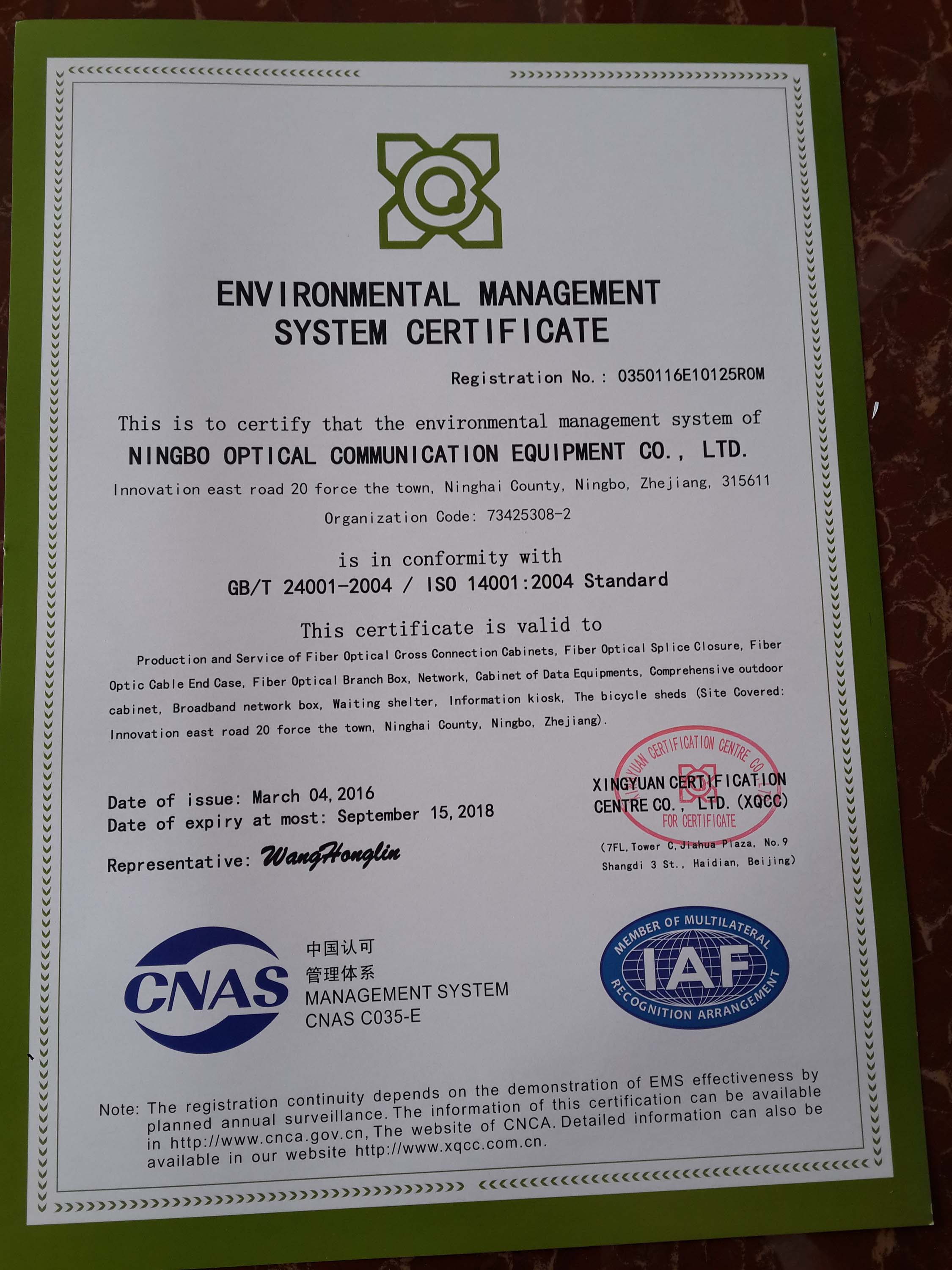 Environmental ISO14001