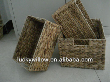 wholesale 3pcs cattail storage basket with iron support