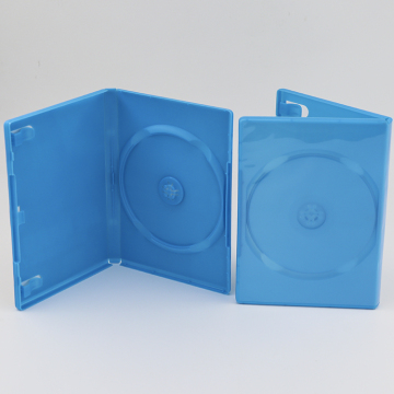 Plastic Mini DVD Quad Case 14mm DVD Storage Case With Full Sleeve BLUE DVD Holder