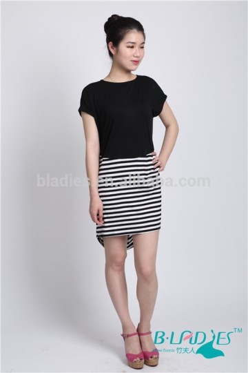 Bamboo fiber T-shirt Lady's Retro Stripes maternity dress