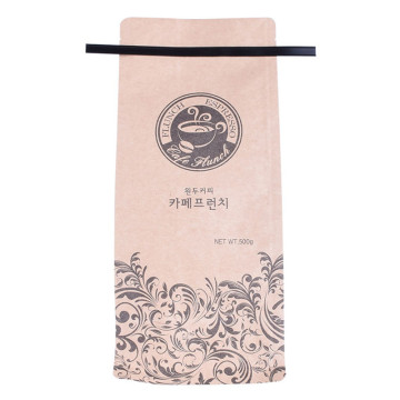 Bolsa de café Ziplock compostable de papel Kraft con estaño
