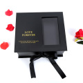 Window Black Ribbon Box Flower Jewelry Gift Box