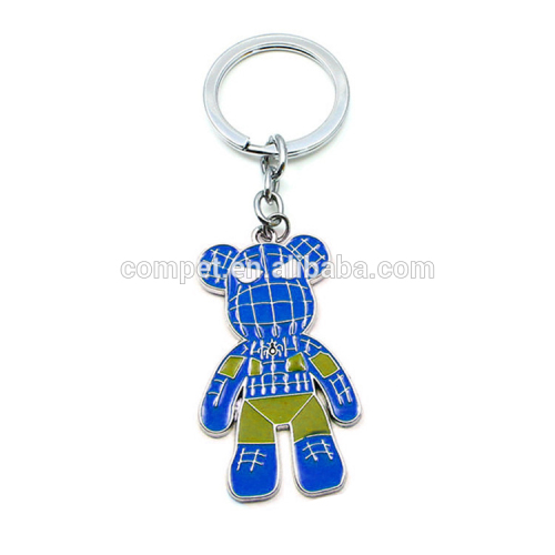 Professional Produce Lovely Metal Keyring Chain Enamel Bear Pendant