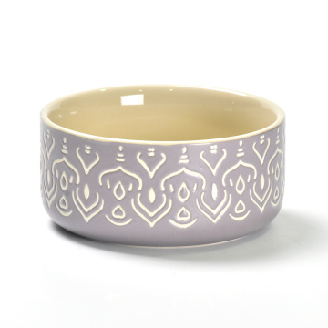 Matt Gray Purple Stamping Ceramic Dinner Set