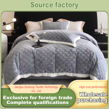 Stylish Gray Lamb Fleece Bedding Set