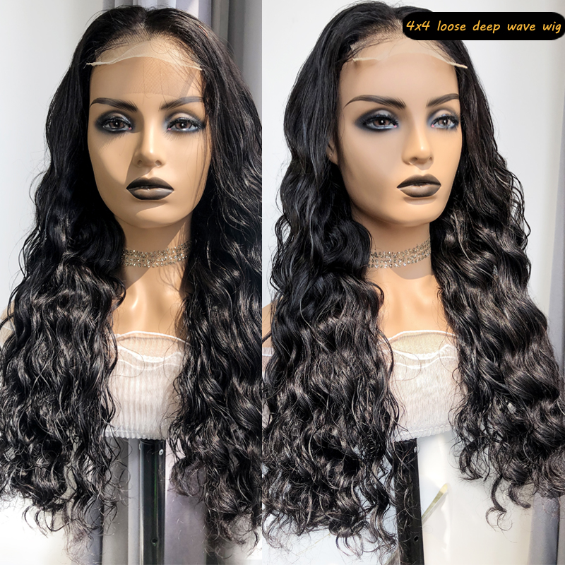 150% 180% 200% Wholesale 4x4 Lace Closure Wig Vendors 100%Aligned Cuticle Wig 4x4 Closure Natural Straight Human Hair Wigs