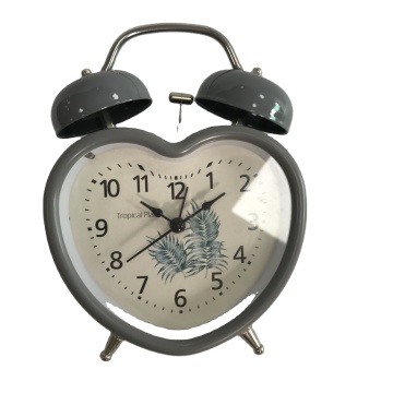 Antique Heart Shaped Twin Bell Alarm Clock - 16.3cm