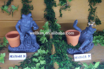 polyresin frog planter pots,polystone animal flower pot,resin garden planters