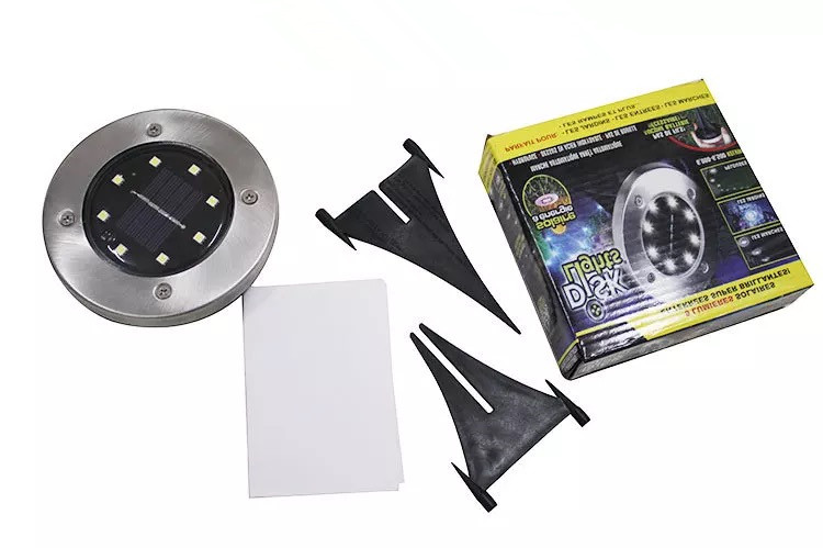 Wason Hot Sale 8LED Auto On/off Night Security Disk Powered Led Garden Light Walkway Outdoor Solar Ground Lights
