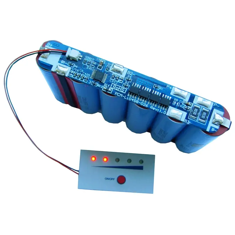 3s/4s 10A PCM BMS for 14.4V 14.8V Li-ion/Lithium/ Li-Polymer 12V 12.8V LiFePO4 Battery Pack with LED Power Display (PCM-L04S07-973)