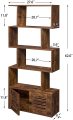 Rak buku kayu geometris pedesaan rak buku kayu dengan pintu